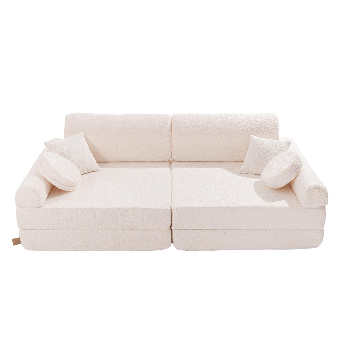 KINDERSOFA, Boucle, Weiß - Weiß, Textil (160/24/80cm) - MeowBaby