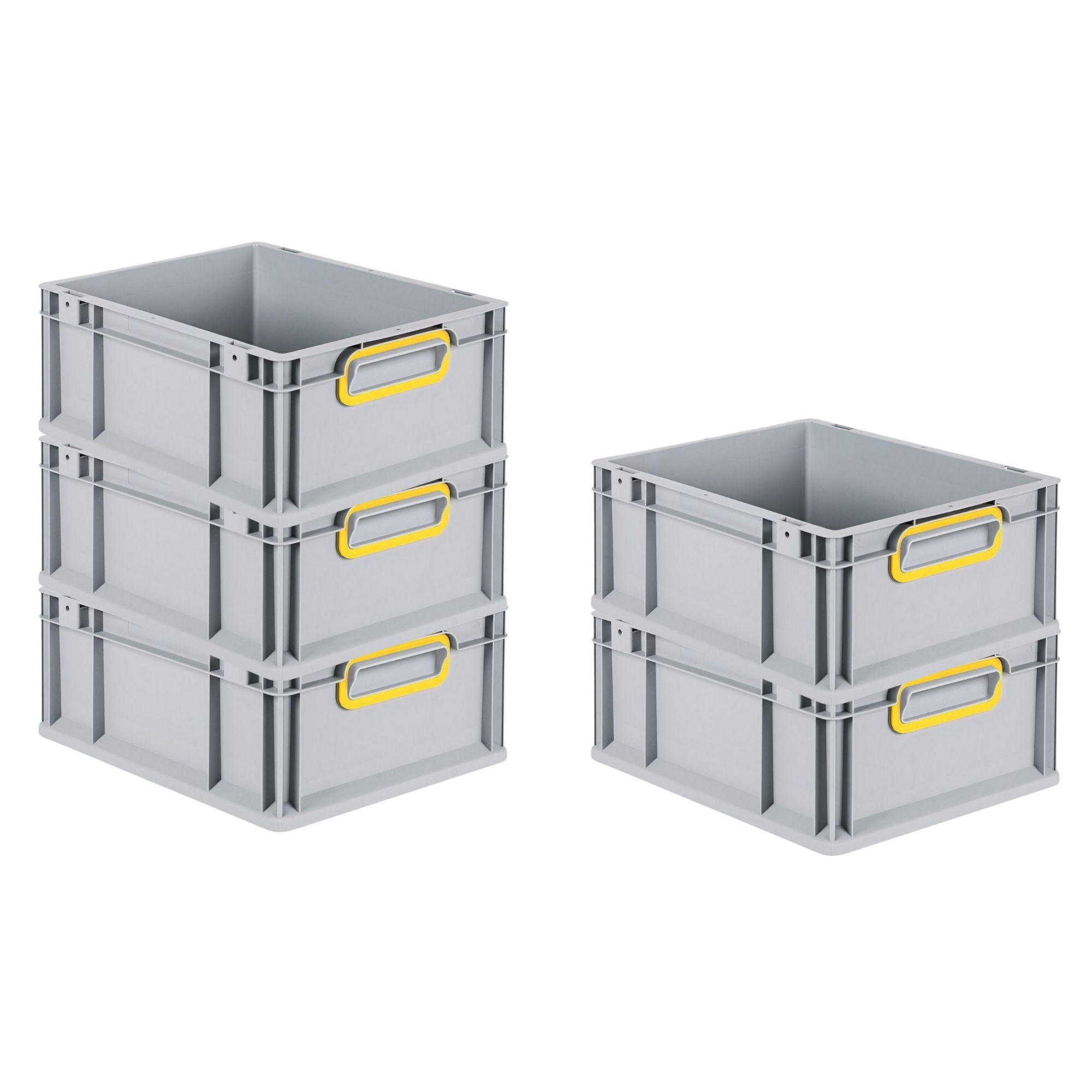 EUROBOX 5x Nextgen Color 17x30x40cm 16 Liter Griffe Gelb Geschlossen - Gelb, Kunststoff (30/17/40cm) - PROREGAL