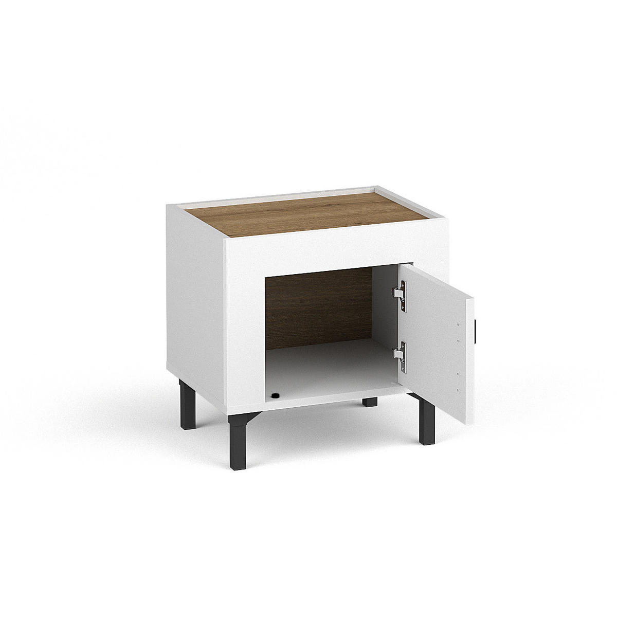 NACHTTISCH Monta mit 1 Tür , Weiß - Weiß, Holzwerkstoff (48/47/36cm) - Beautysofa
