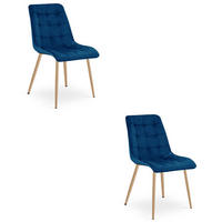 STUHL Samt Dunkelblau 49x60 cm SPLIT Ergonomisch 2 Stück - Blau, Metall (49/59/60cm)