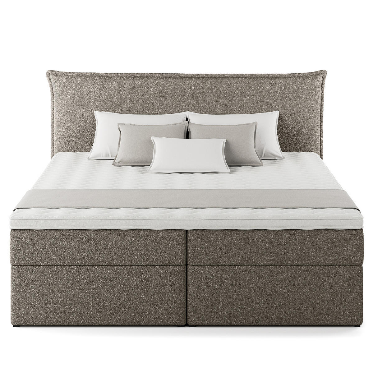 BOXBETT mit Stauraum - Bouclé - Grau, Holzwerkstoff/Textil (200/200cm) - home24