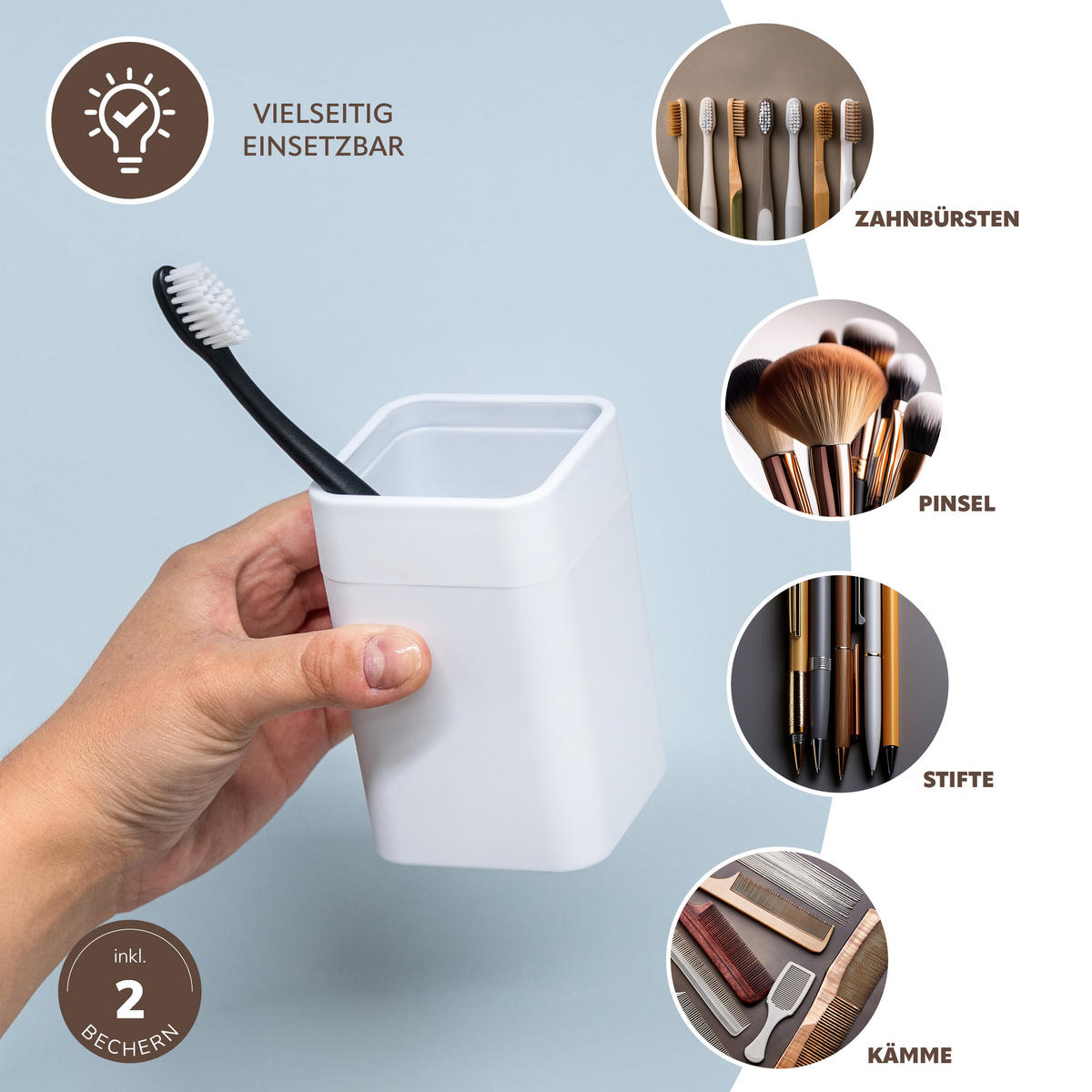 BADEZIMMER-SET SAVONA, Soft-Touch, weiß, eckig - Weiß, Kunststoff (7/16/9cm) - bremermann