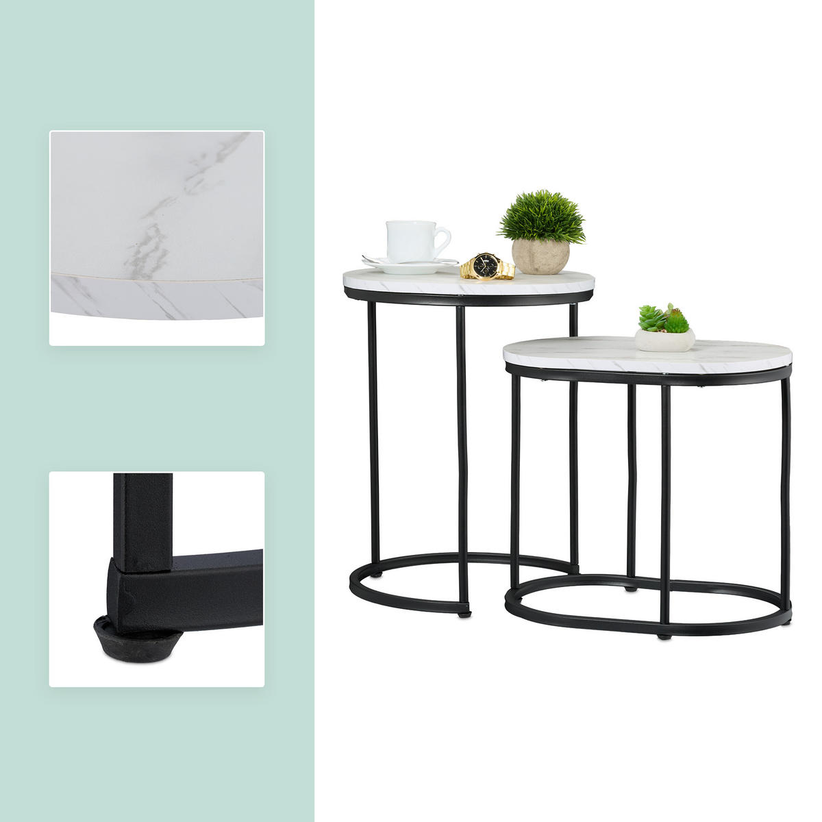 SATZTISCH-SET 2-tlg. - Multicolor, Holzwerkstoff/Kunststoff (40/40/51cm) - Relaxdays