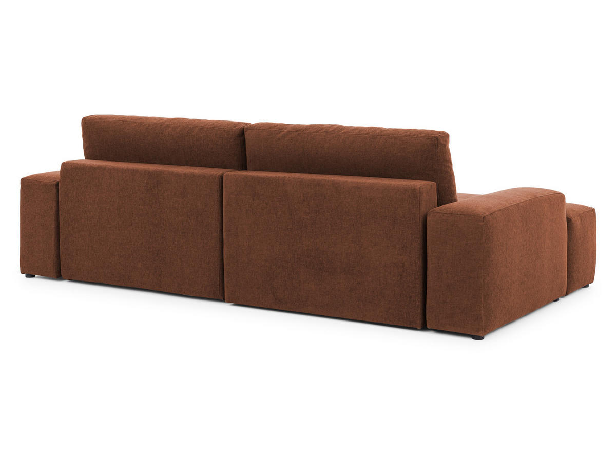 ECKSOFA Lennon aus Braun Strukturstoff mit Schlaffunktion und Bettkasten - Schwarz/Braun, Holz/Kunststoff (137/264cm) - S-Style