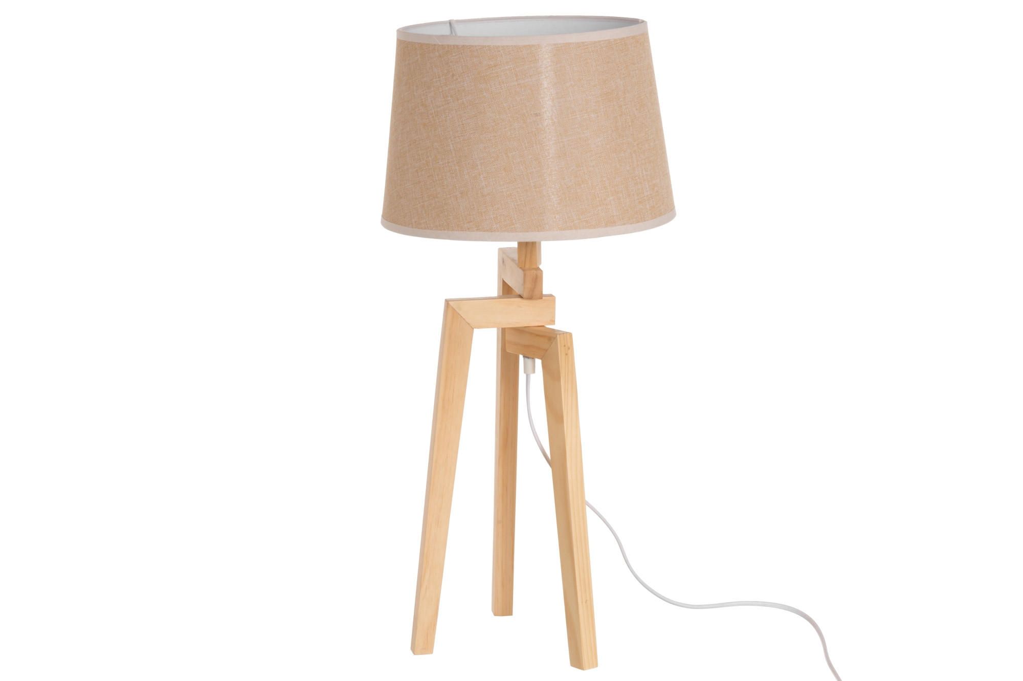 TISCHLAMPE Leinen 66 cm - Beige, Holz (30/30/66cm)