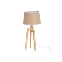TISCHLAMPE Leinen 66 cm - Beige, Holz (30/30/66cm)