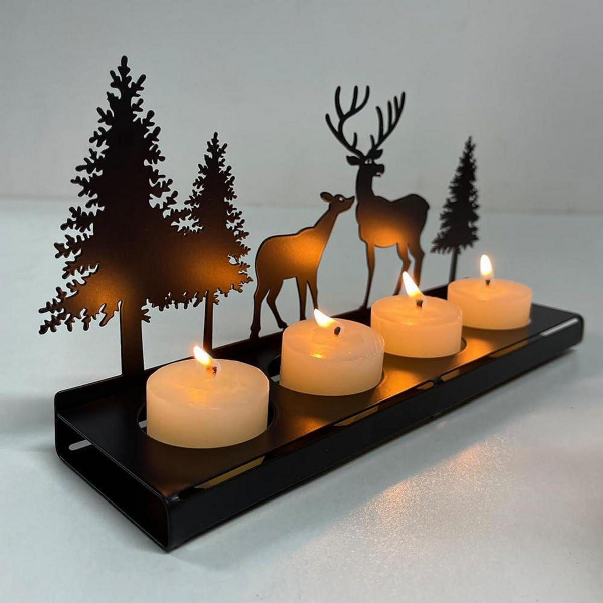 KERZENHALTER Adventskranz Metall Schwarz für 4cm Teelicht - Schwarz, Metall (22.6/11.5/22.6cm)