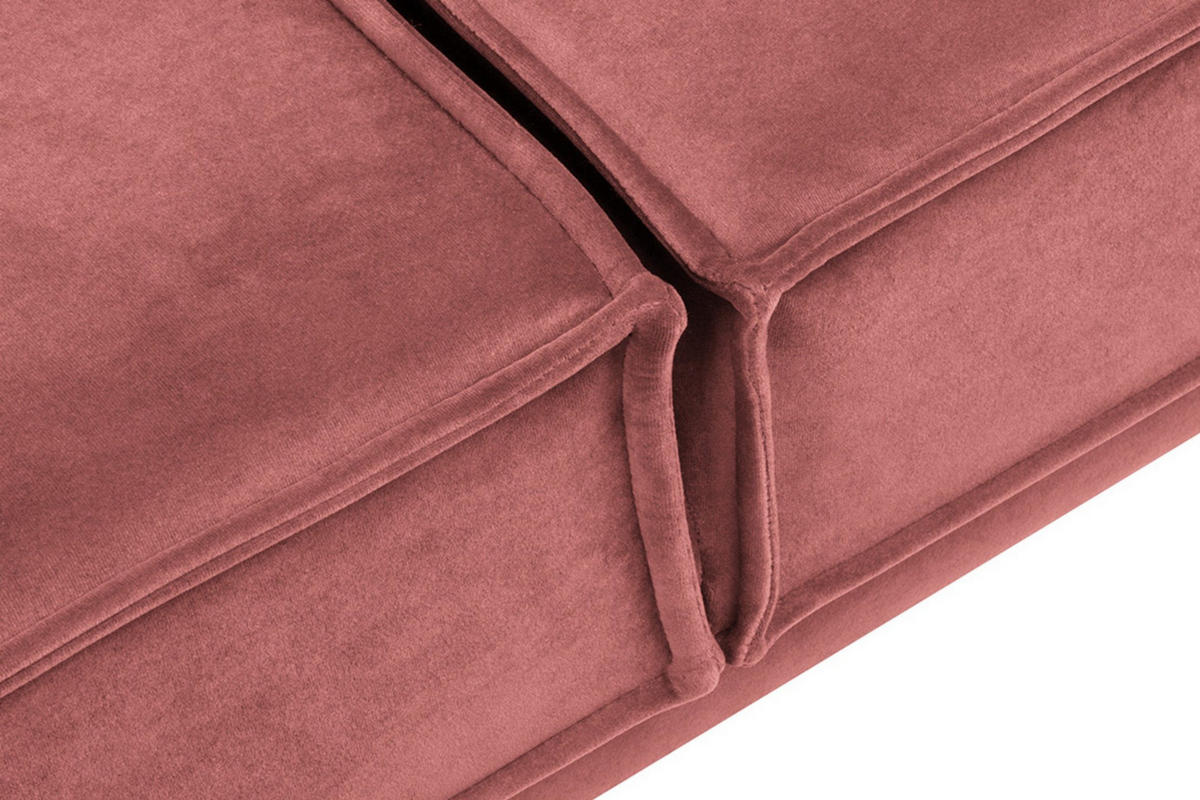 3-SITZER-SOFA GANZO 2 Kissen inklusive, Velours-Stoff, rosa - Pink/Schwarz, Textil/Metall (193/84/92cm) - KONSIMO®