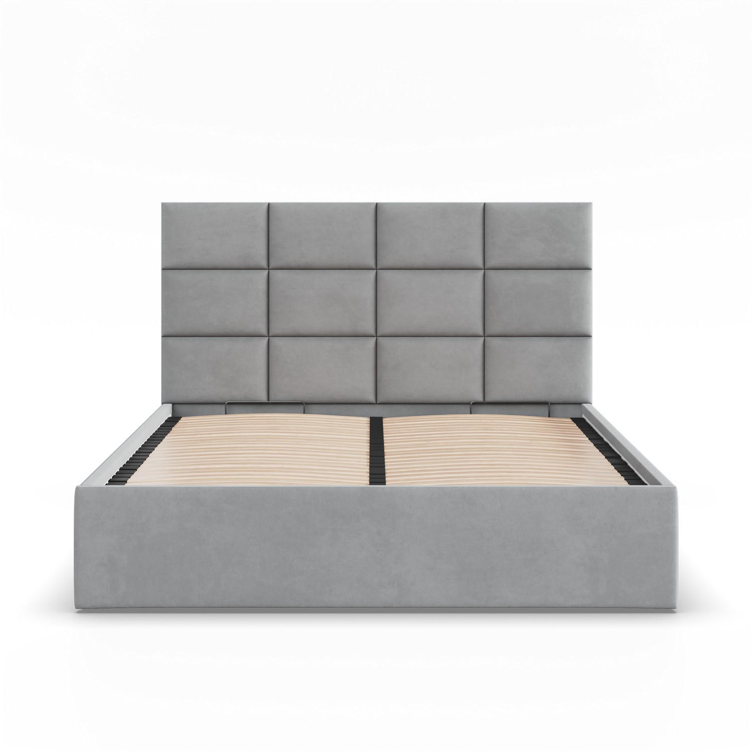 POLSTERBETT MIT KOPFTEIL 180x200 mit BettkastenYORK, Grau - Grau, Textil (180/200cm) - Mebligo