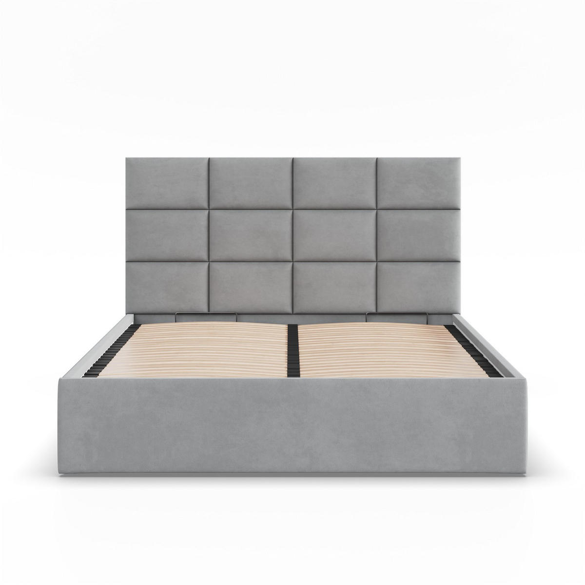 POLSTERBETT MIT KOPFTEIL 180x200 mit BettkastenYORK, Grau - Grau, Textil (180/200cm) - Mebligo