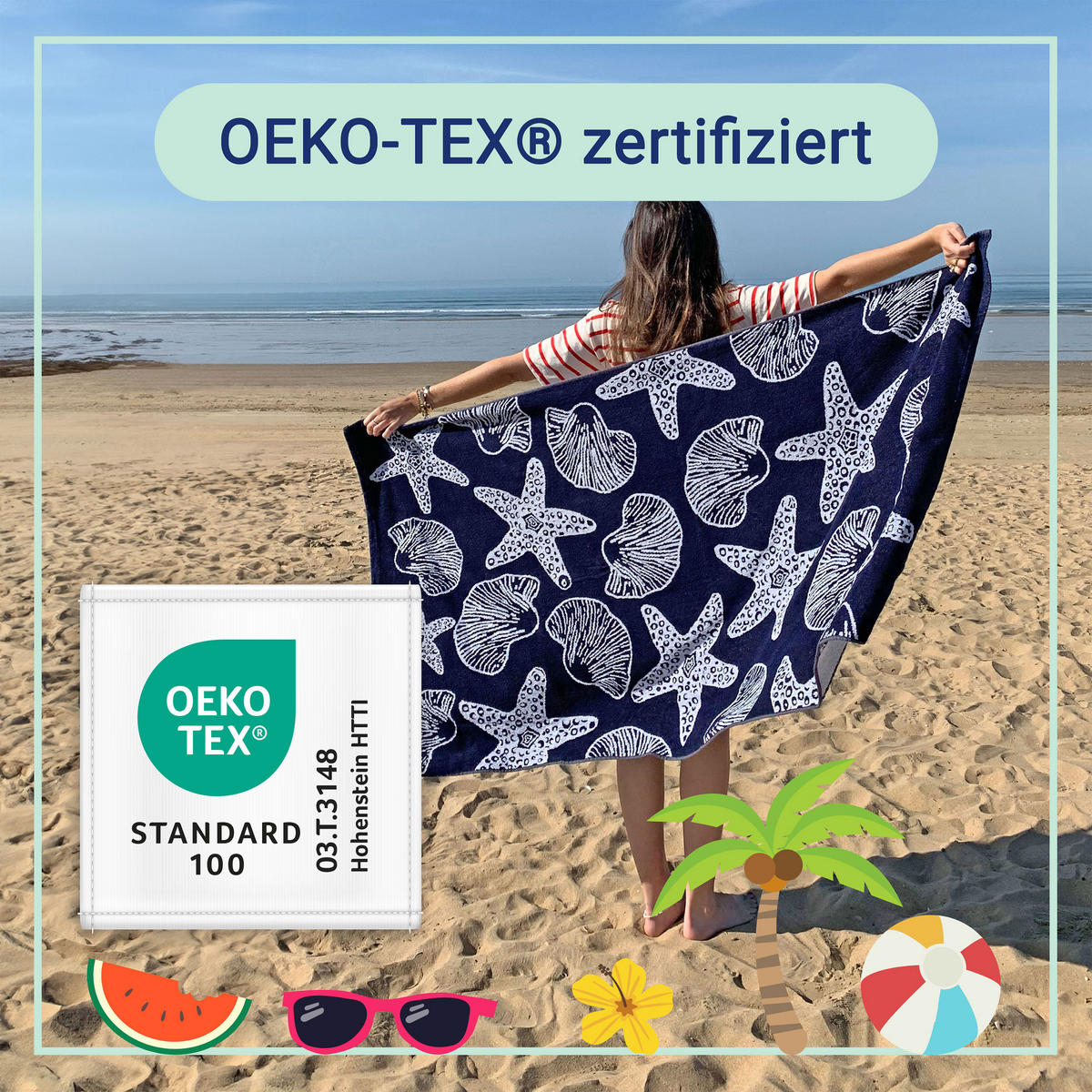 STRANDTUCH, 90x180 cm, 100% Baumwolle, Blau - Dunkelblau, Textil (90/180cm) - Zollner