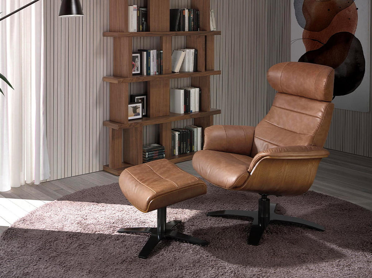 HOCKER Leder Braun , Grau 52 /42 /39 cm - Dunkelgrau/Braun, Leder (52/39/42cm) - ANGEL CERDA