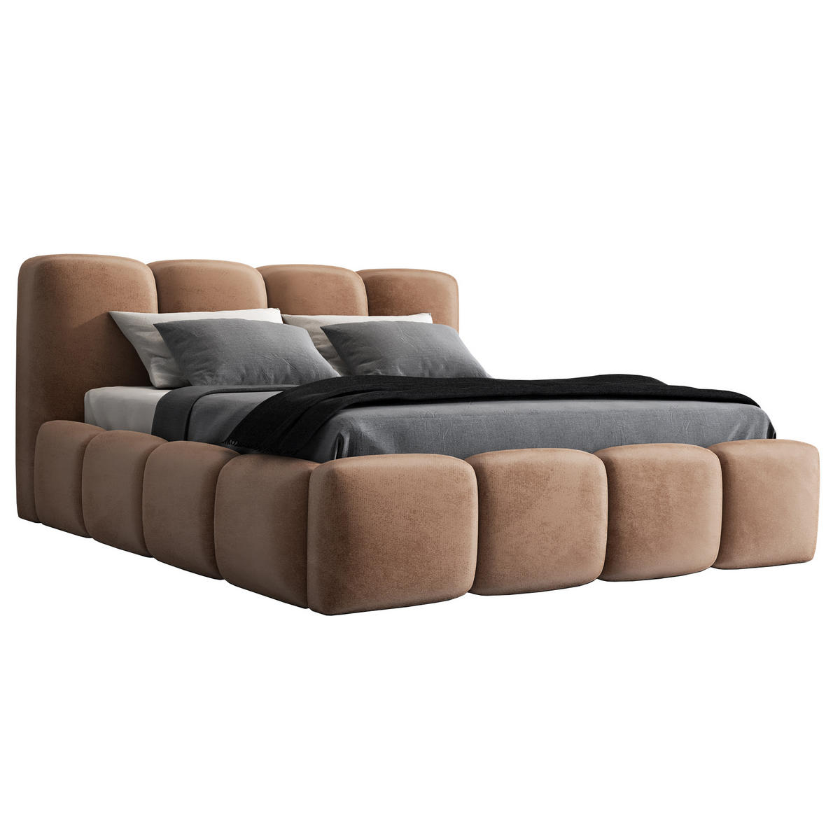 POLSTERBETT DONA-OM 140 x 200 in Braun - Braun, Textil (140/200cm) - A&J MöbelLand