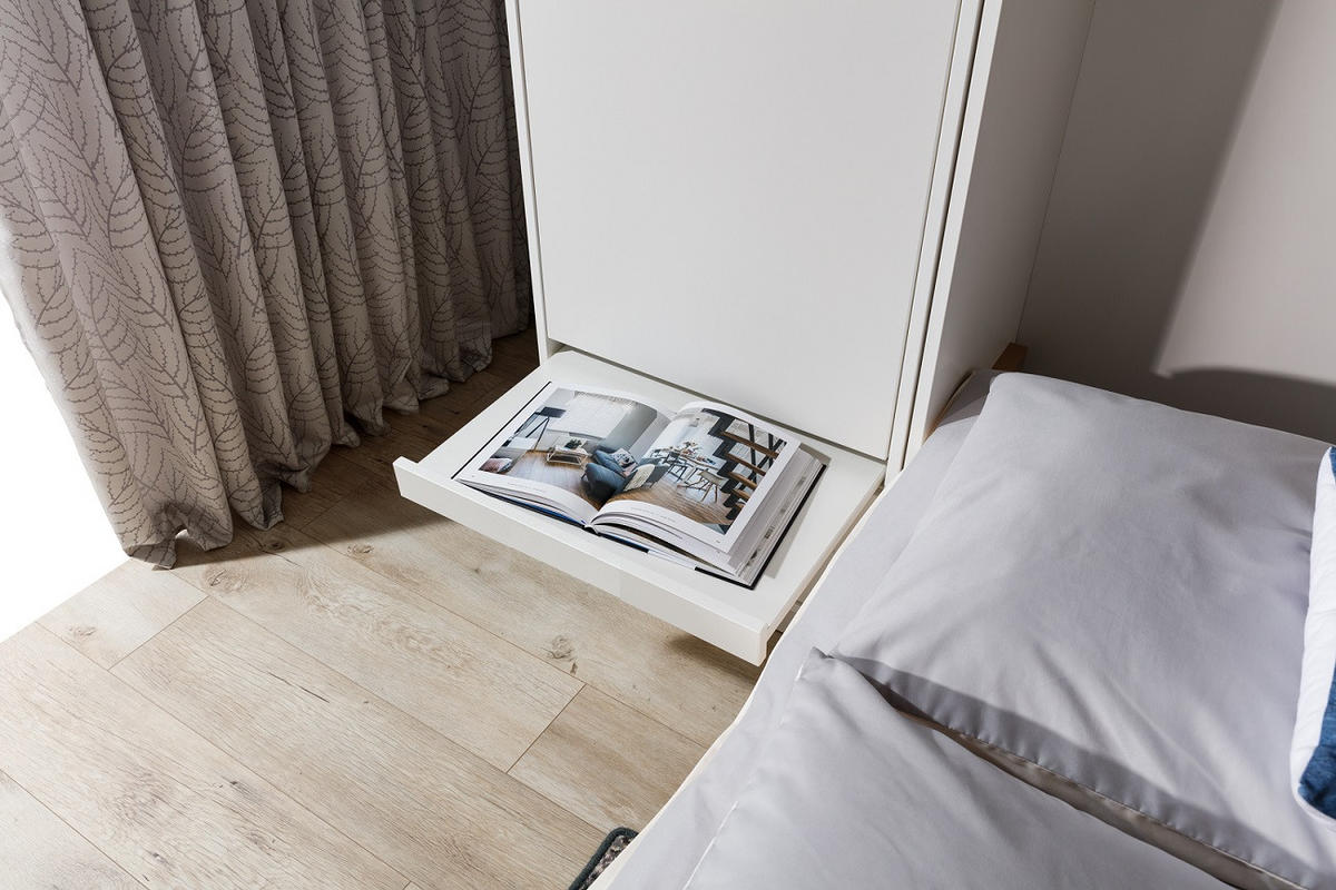 SCHRANKBETT Wandbett horizontal HB 140x200 mit 2 Schränken & Aufsatz - 4-teilig - Weiß - Weiß, Holzwerkstoff (140/200cm) - QMM TraumMöbel