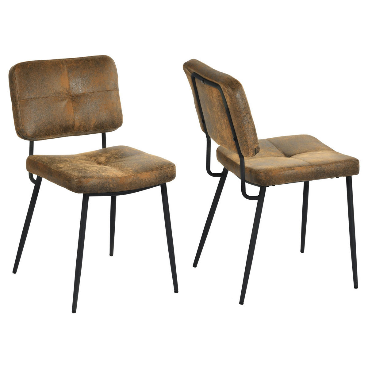 ESSZIMMERSTUHL in Eisen Wildleder - Braun, Metall (54/82/45.5cm) - Meubles Cosy