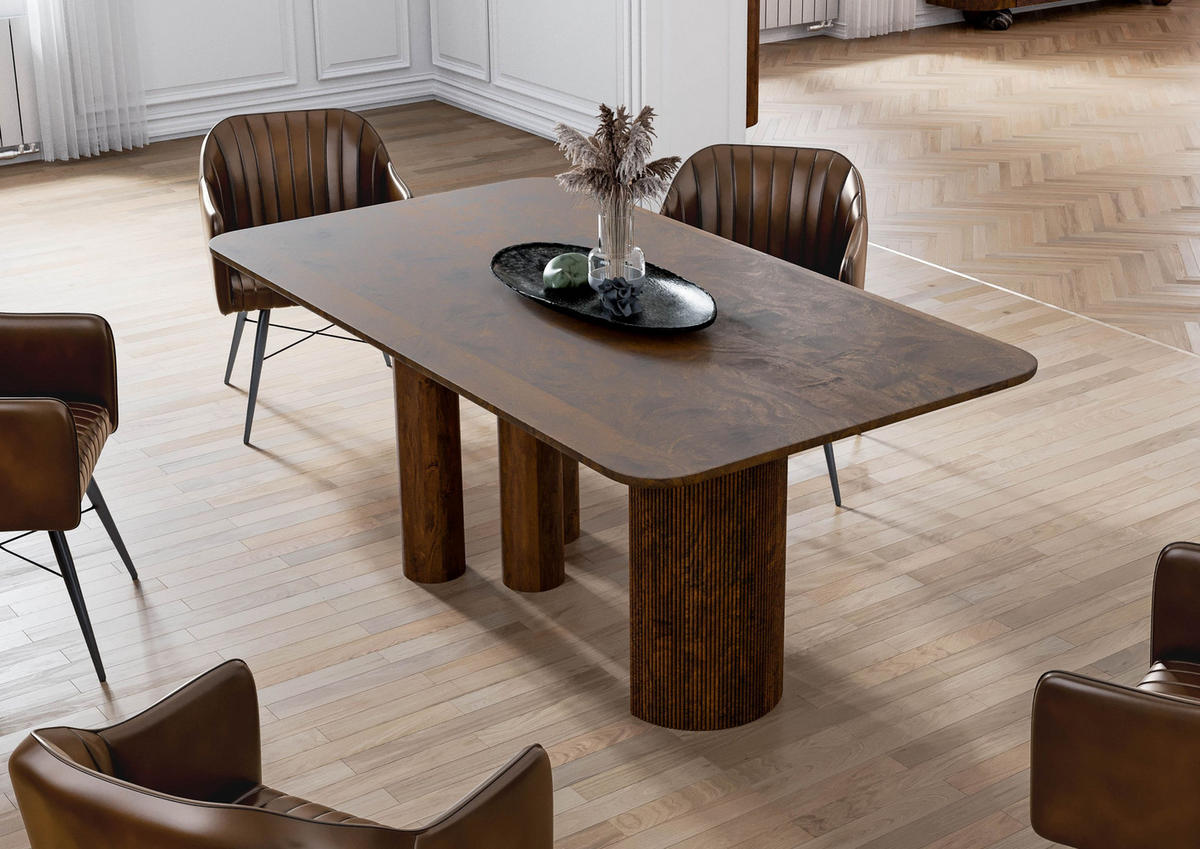 ESSTISCH Mango 180x90x77 dunkelbraun lackiert FLORENZ #210 - Dunkelbraun, Holz (180/90/77cm) - Massivmoebel24