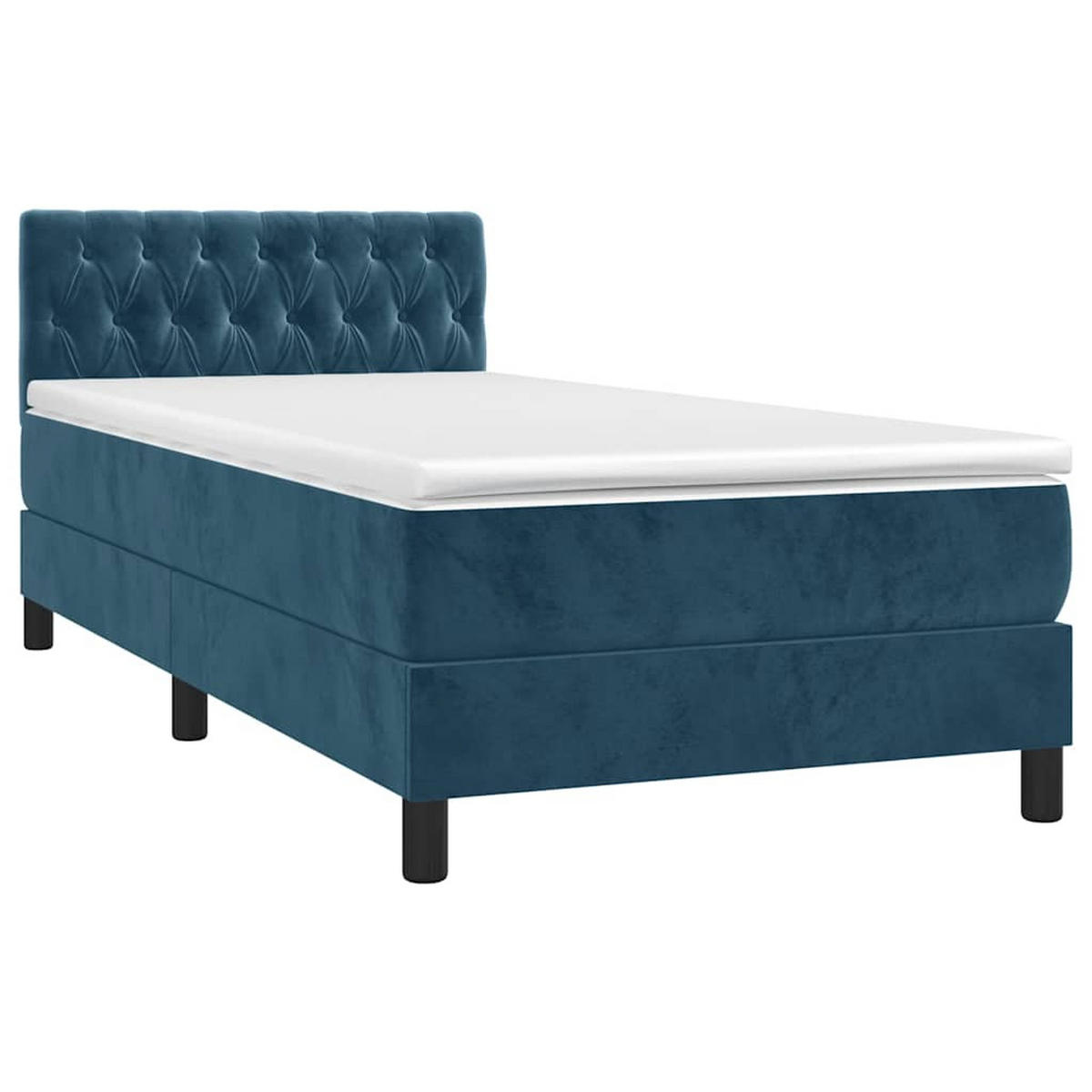 BOXSPRINGBETT 100/200 Cm Blau Samt - Blau, Textil (100/203cm) - vidaXL