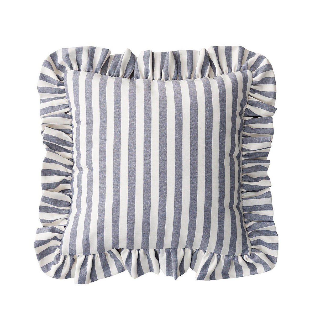 KISSENHÜLLE Charlotte 45x45 cm mit Rüsche - Blau, Textil (45/1cm) - Dekoria