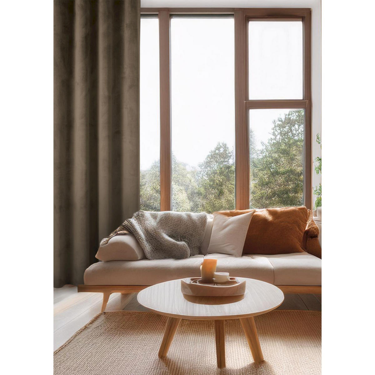 ÖSENVORHANG VELVET SIGNATURE - Braun, Textil (140/1/250cm) - Tom Tailor