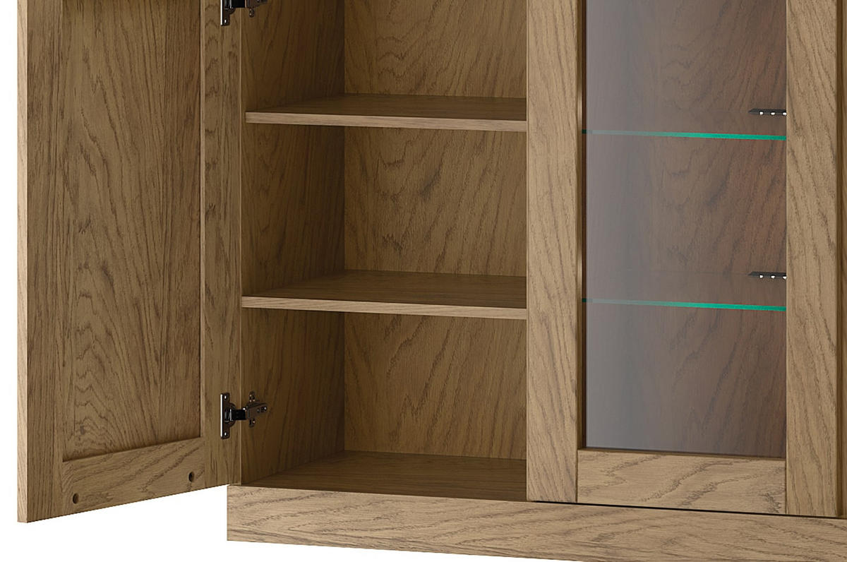 STANDVITRINE Cozy Eiche Rustikal 140 / 42 / 90cm - Eichefarben/Braun, Holz/Metall (140/90/42cm) - Feldmann-Wohnen