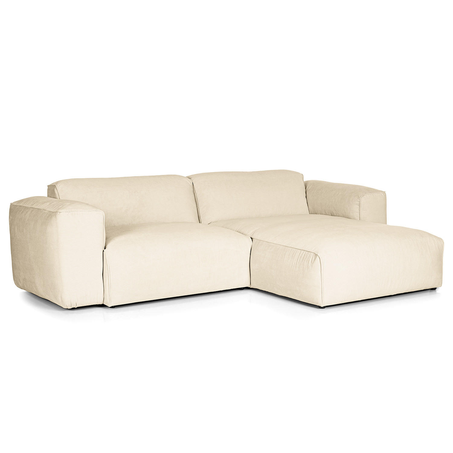 1,5-SITZER ECKSOFA mit Longchair - Beige/Schwarz, Textil (260/173cm) - home24
