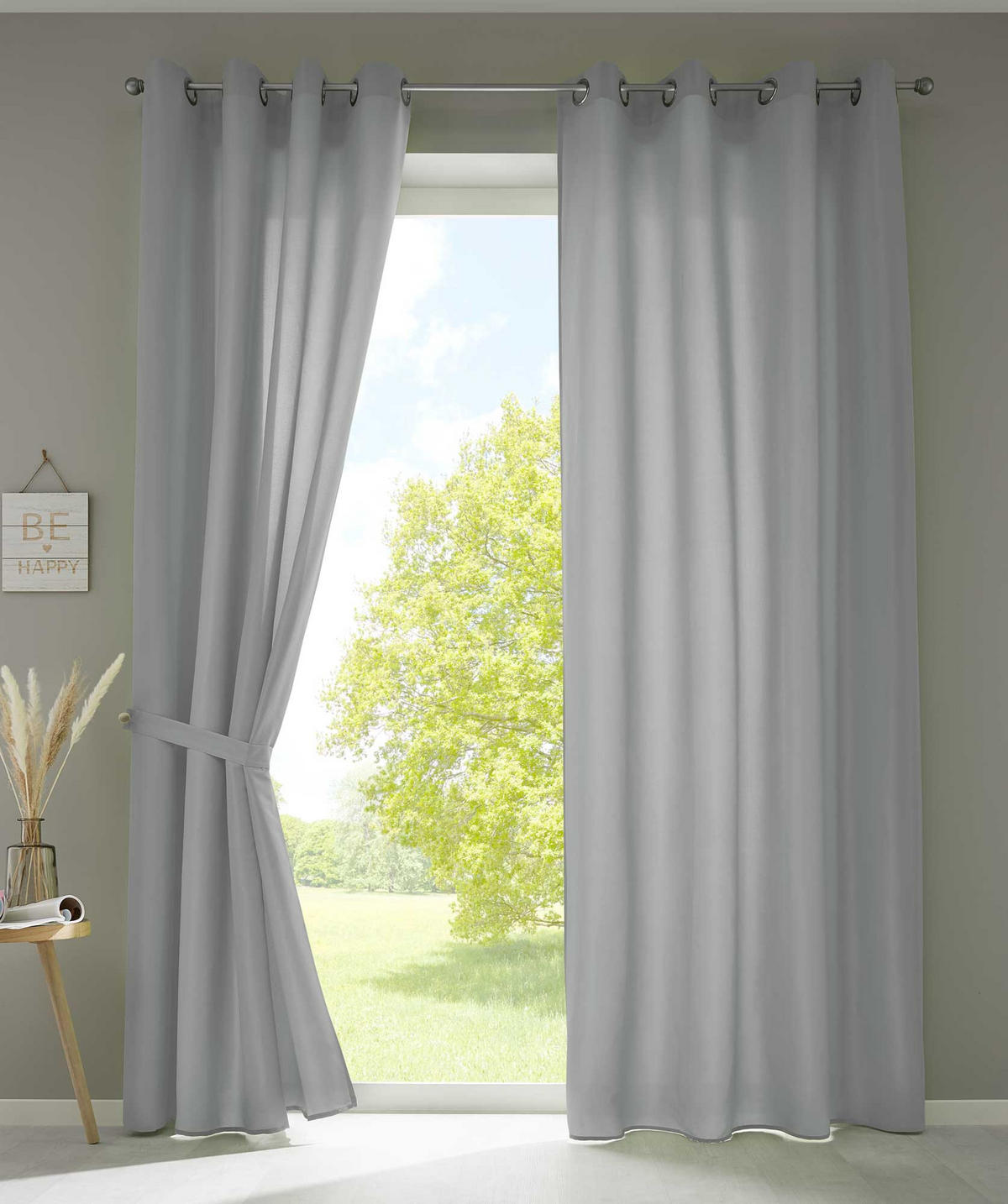 VORHANG 2ER SET BERLIN HxB 225x140cm Grau - Grau, Textil (140/225/225cm) - Gardinenbox
