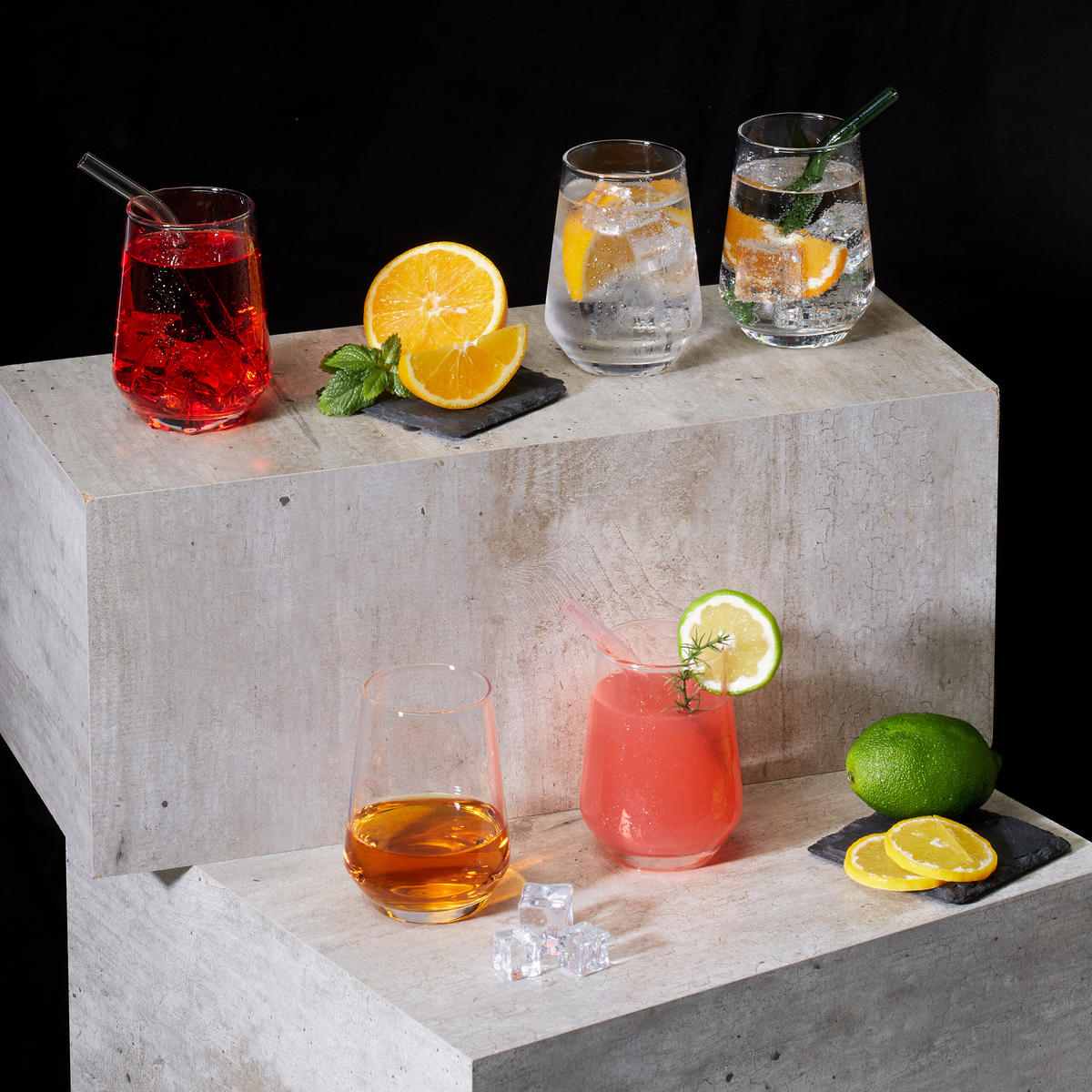 6XSKLENENÉ poháre - priehľadné, sklo - Relaxdays