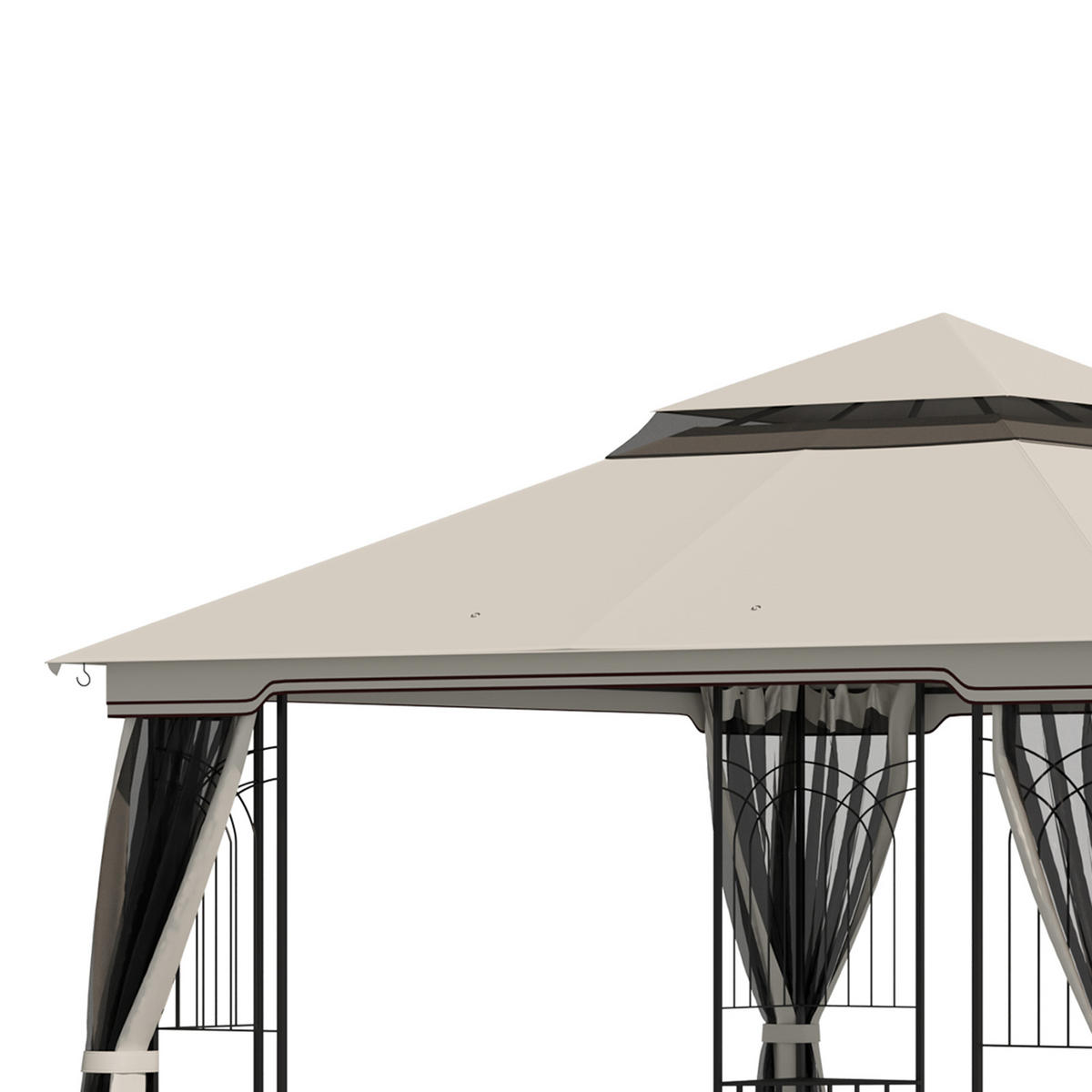 PAVILLON 2,99x2,99 m Doppeldach beige - Beige, Metall (299/274/299cm) - Fortuna Lai