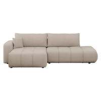ECKSOFA Furyn O, Seite: Links - Beige/Schwarz, Holzwerkstoff/Kunststoff (262/145cm) - MIRJAN24