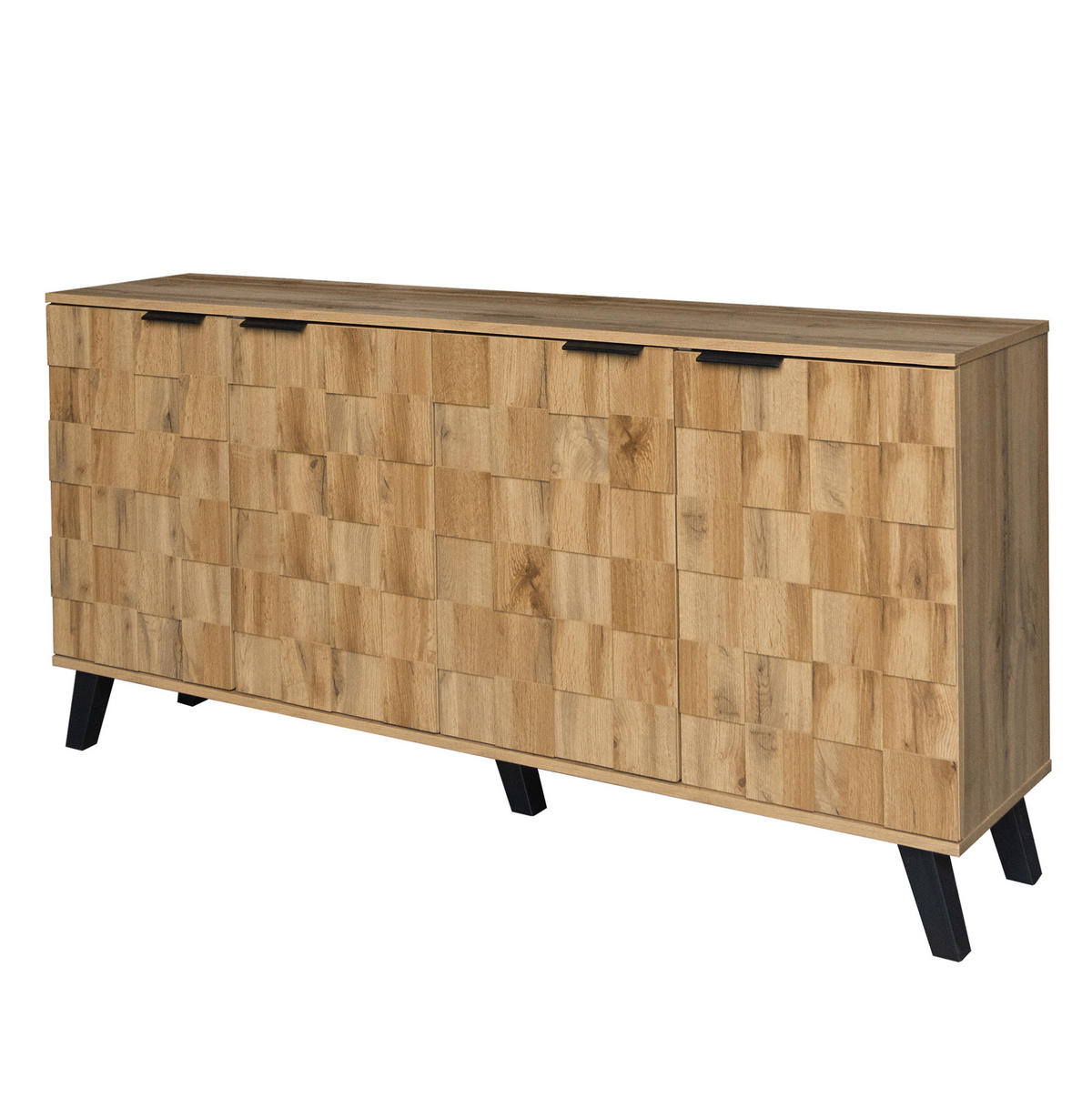 SIDEBOARD mit 4 Türen 160,5 x 35,5 x 78 cm Holzoptik - Hellbraun, Holzwerkstoff (160.5/78/35.5cm) - Meubliv