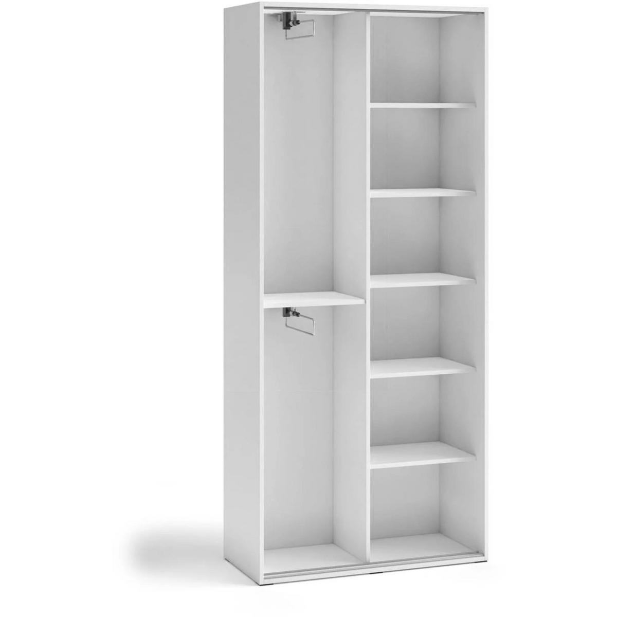 SCHWEBETÜRENSCHRANK Lano 90/205/40 cm 2-türig weiß - Weiß, Holzwerkstoff (90/205/40cm) - Beautysofa
