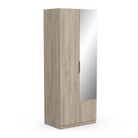 KLEIDERSCHRANK, 2 Türen mit Spiegel - GHOST - Eiche - 79,4 x 51,1 x 203 cm - Beige, Holz (51.1/203/79.4cm) - Demeyere