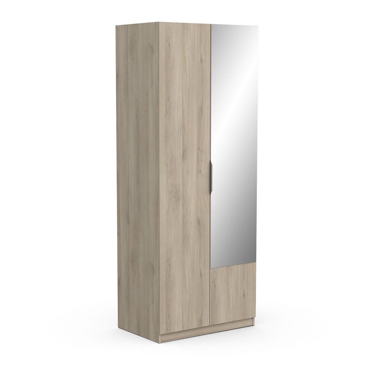 KLEIDERSCHRANK, 2 Türen mit Spiegel - GHOST - Eiche - 79,4 x 51,1 x 203 cm - Beige, Holz (51.1/203/79.4cm) - Demeyere