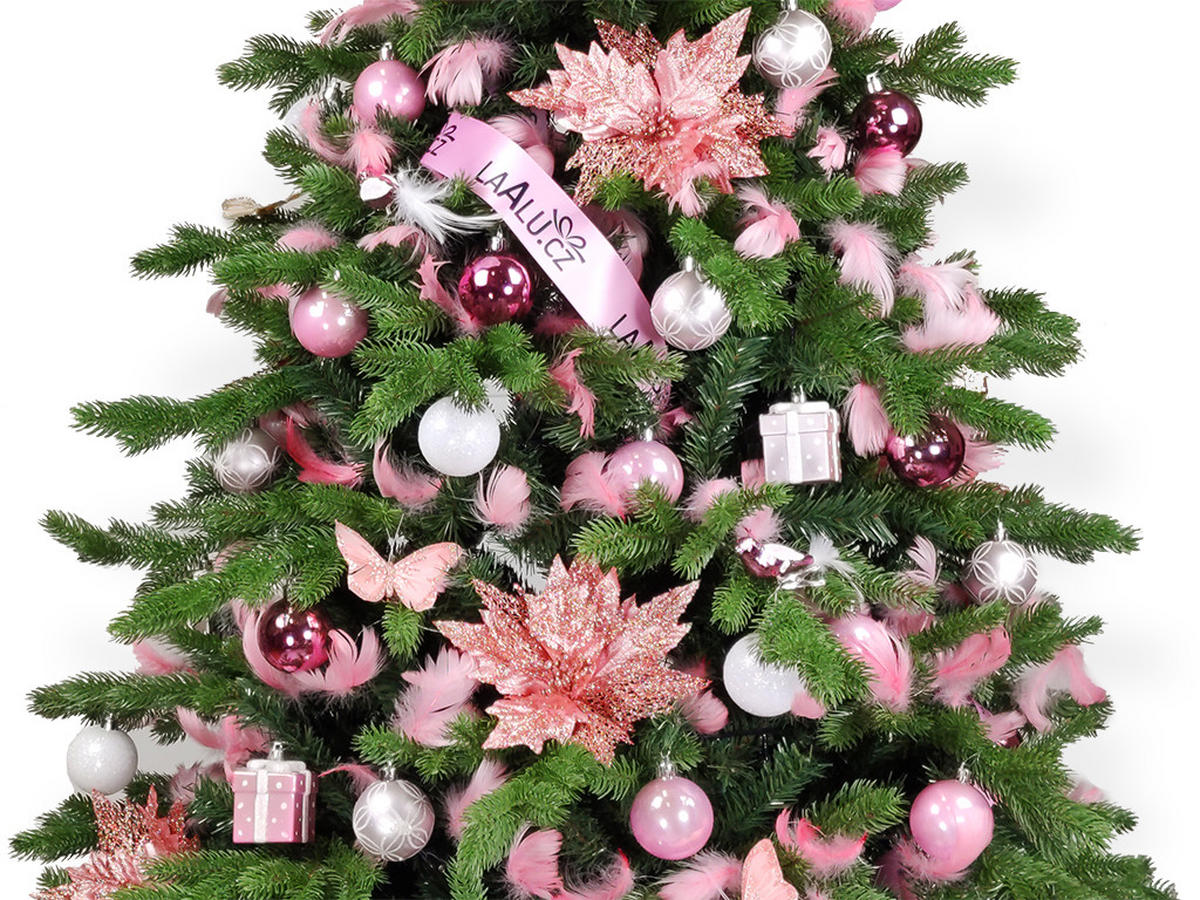 WEIHNACHTSBAUMSCHMUCK-SET PRINZESSIN ANNA, 135-teilig, für Weihnachtsbäume 240–270 cm, inkl. Aufbewahrungsbox - Pink/Silberfarben, Kunststoff/Textil (55/50/75cm) - LAALU