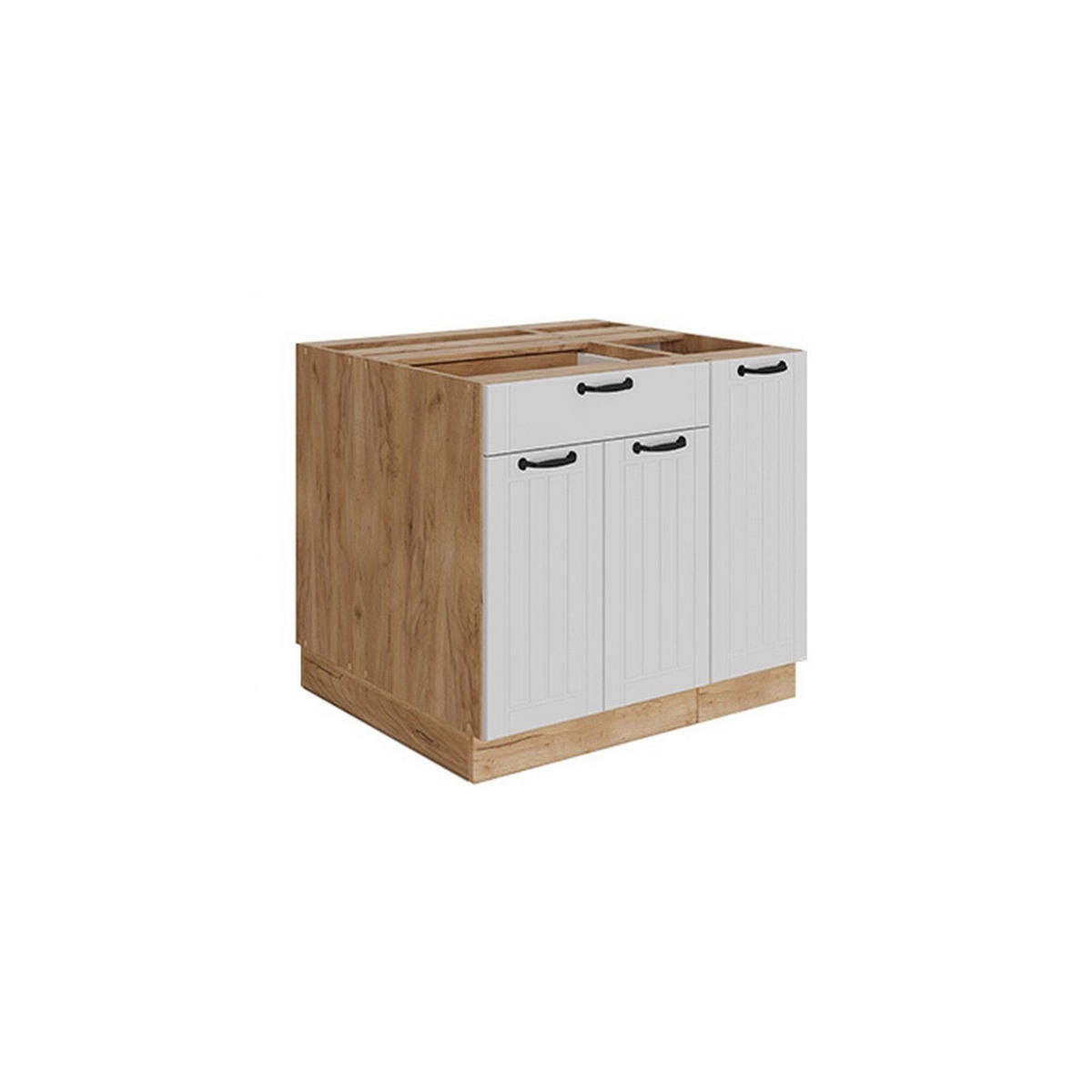 KÜCHENINSEL Fame-Line Weiß Landhaus 90 cm mit Schublade, ohne Arbeitsplatte - Eichefarben/Weiß, Holzwerkstoff (90/82/81.6cm) - Vicco