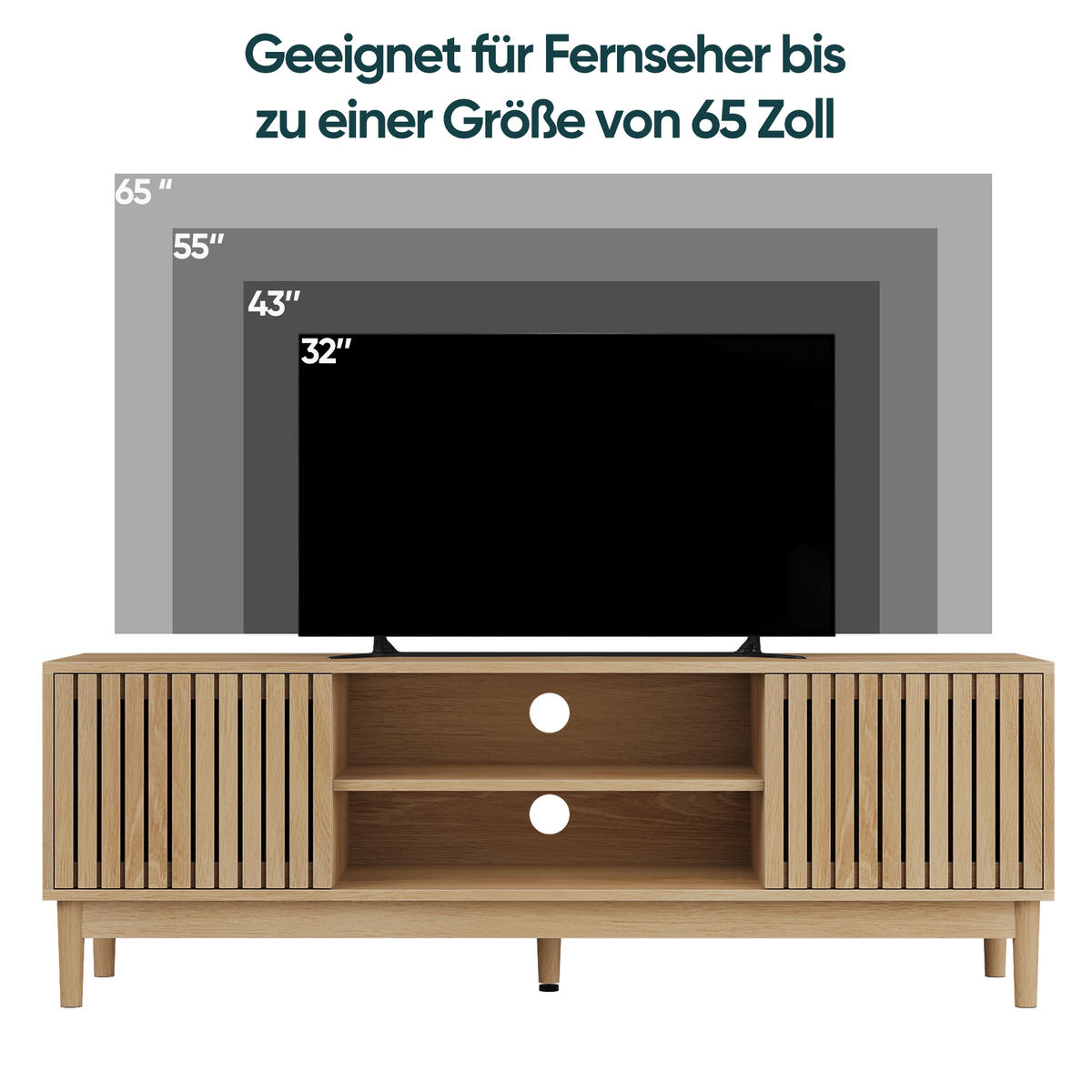 TV-LOWBOARD eichen-optik & lamellen-design - Eichefarben, Holzwerkstoff (140/48/39cm) - Urban Meuble