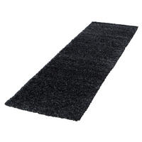 TEPPICH Hochflor Unifarben Polypropylen Wohnzimmer Shaggy Anthrazit Läufer 80x250 - Anthrazit, Textil (80/250cm) - KADIMA DESIGN