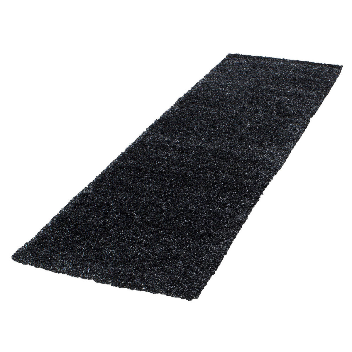 TEPPICH Hochflor Unifarben Polypropylen Wohnzimmer Shaggy Anthrazit Läufer 80x250 - Anthrazit, Textil (80/250cm) - KADIMA DESIGN