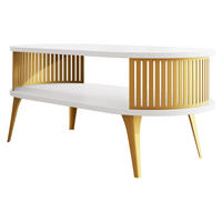 COUCHSITCH Roenni Oval Gold - Goldfarben/Weiß, Holzwerkstoff/Metall (100/50/44cm) - MIRJAN24