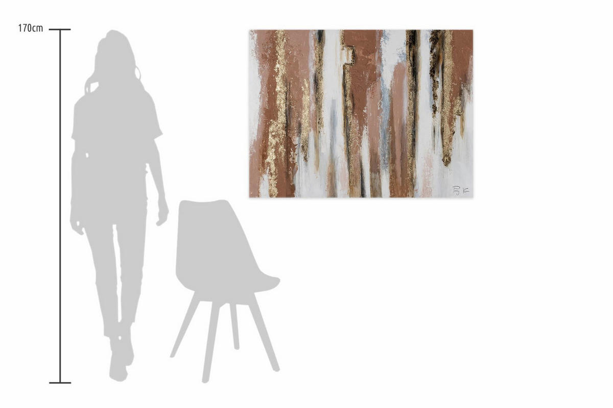 ACRYLBILD HANDGEMALT 100/75 cm - Weiß/Braun, Holz/Textil (1.7/75cm) - KUNSTLOFT