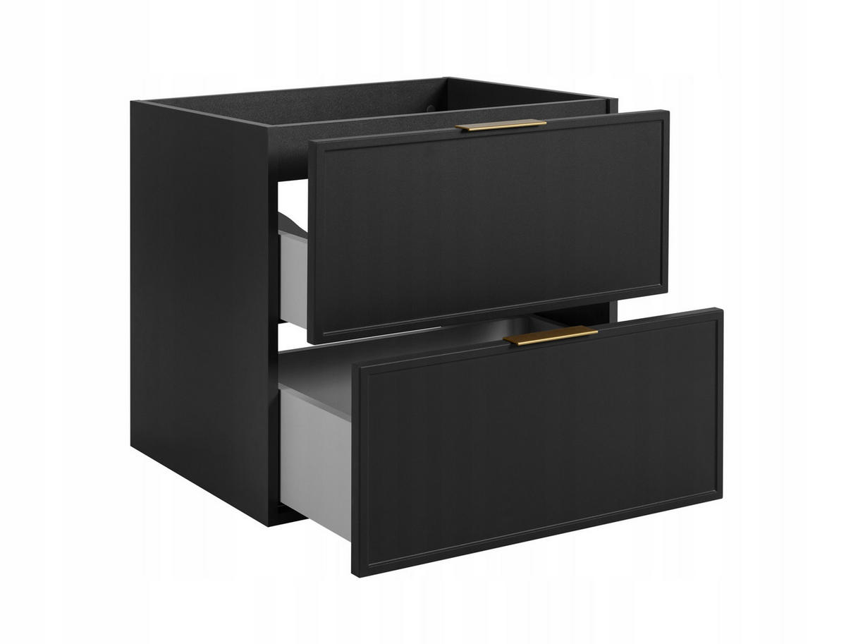 WASCHBECKUNTERSCHRANK SLIM 140cm mit Arbeitsplatte Eik Craft Schwarz - Eichefarben/Schwarz, Holzwerkstoff (140/57/46cm) - Rodan