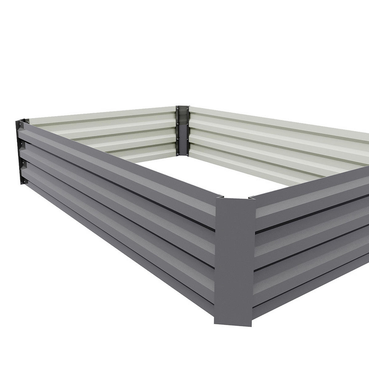 HOCHBEET-PFLANZKASTEN aus verzinktem Stahl in Grau Creme Quadratische für Garten Balkon 120x90x30cm 5,2 kg - Grau, Metall (90/30/120cm) - Livingandhome