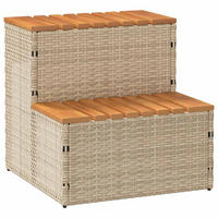 WHIRLPOOLTREPPE Beige 50/50/50,5 Cm Poly Rattan Akazie Massiv - Beige, Holzwerkstoff (50/50.5/50cm) - vidaXL