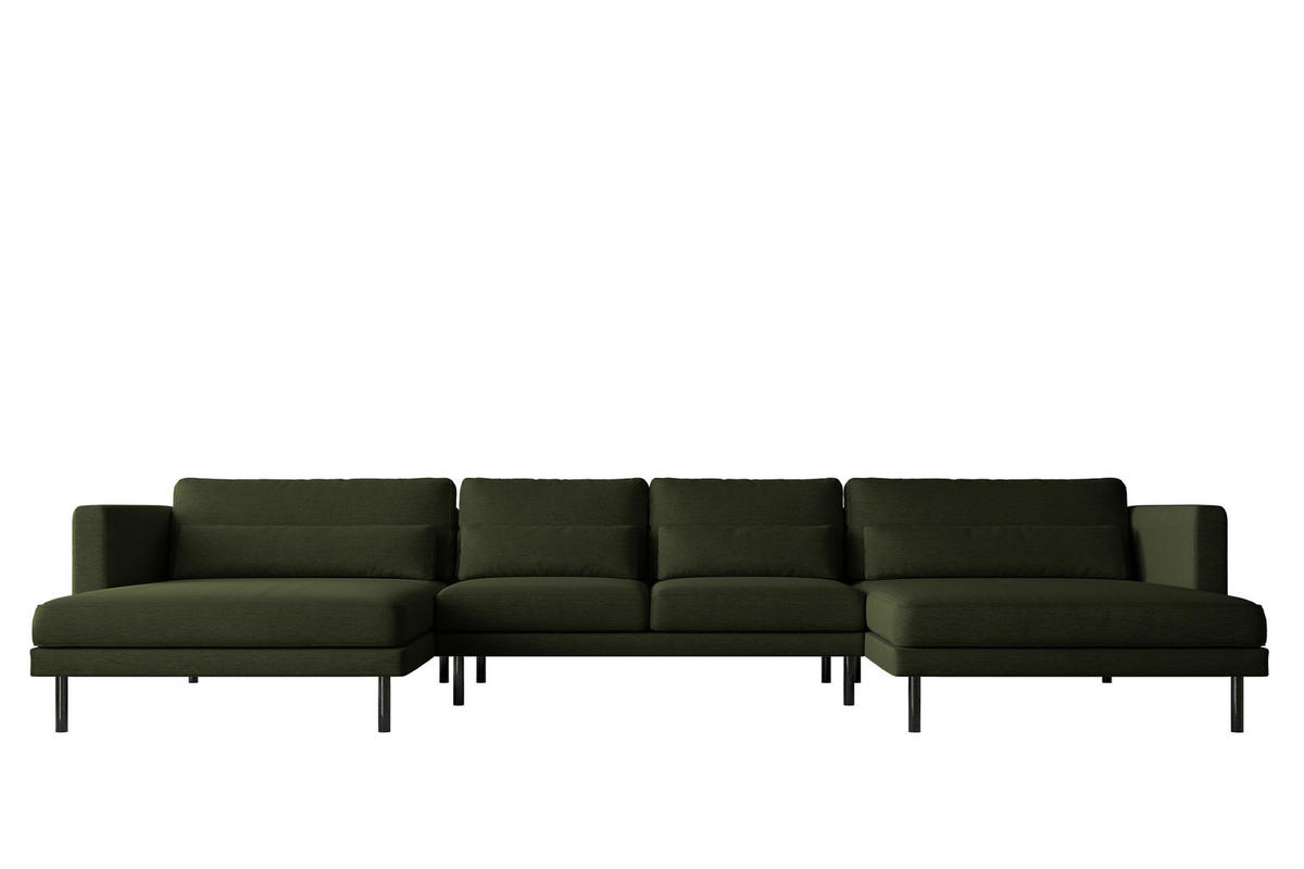ECKSOFA DANI In U-Form Stilvolles Stoff Verita Dunkelgrün - Dunkelgrün, Holz/Textil (174/391cm) - Kaiser Möbel