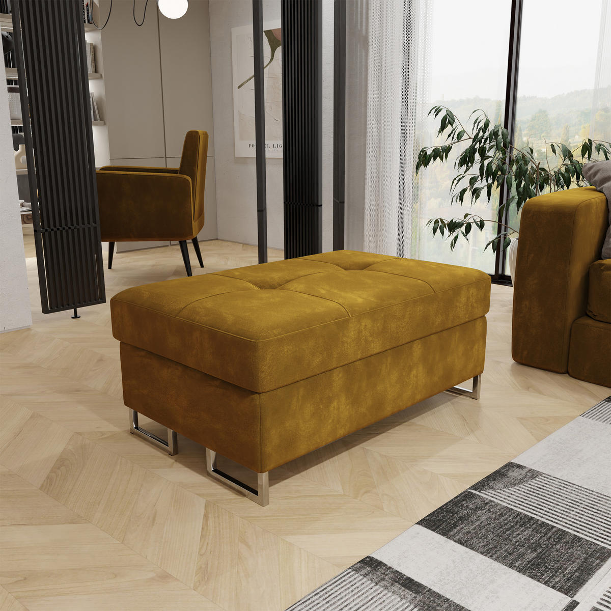 POLSTERHOCKER BARLET Gelb 100x60 cm - Gelb, Textil (100/41/60cm) - MASSENO