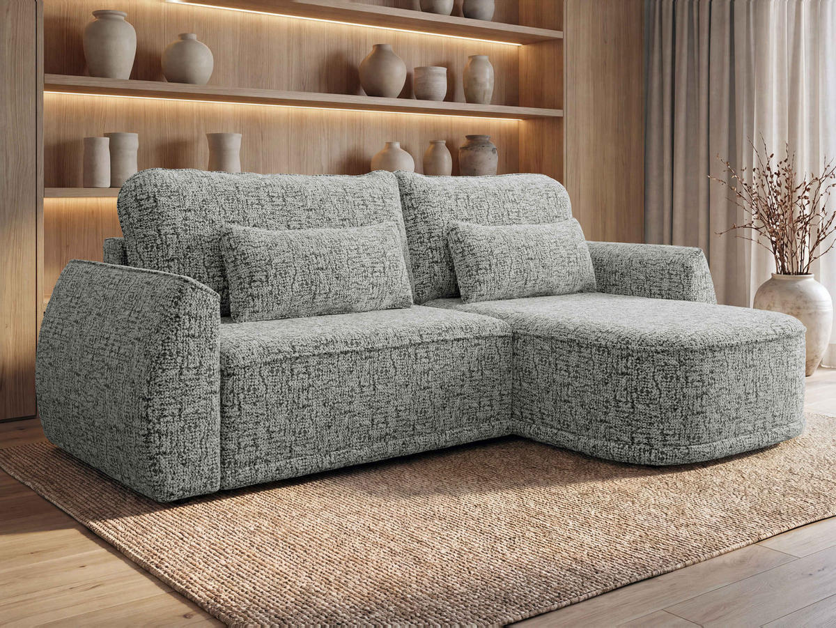 ECKSCHLAFSOFA Lorenzo - Schwarz/Grau, Holz/Kunststoff (260/165cm) - MIRJAN24