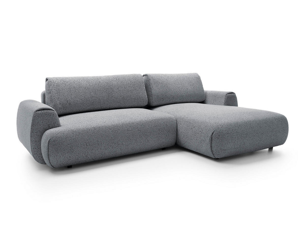 ECKSOFA ZEST Grau Geflochtener Stoff mit Schlaffunktion - Grau, Holz (270/167cm) - MASSENO
