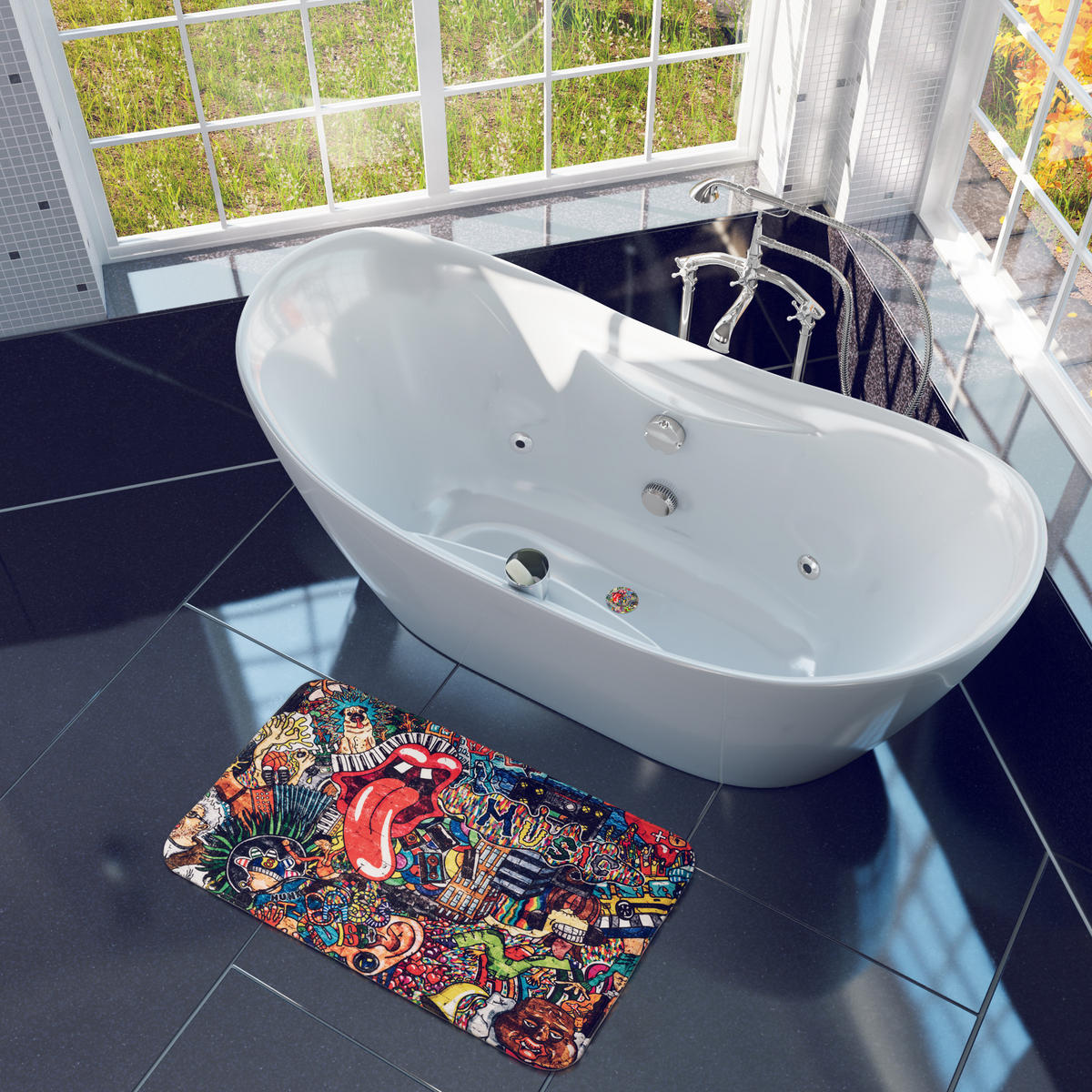 BADTEPPICH Graffiti 70 x 110 cm - Rot, Textil (70/110cm) - Sanilo