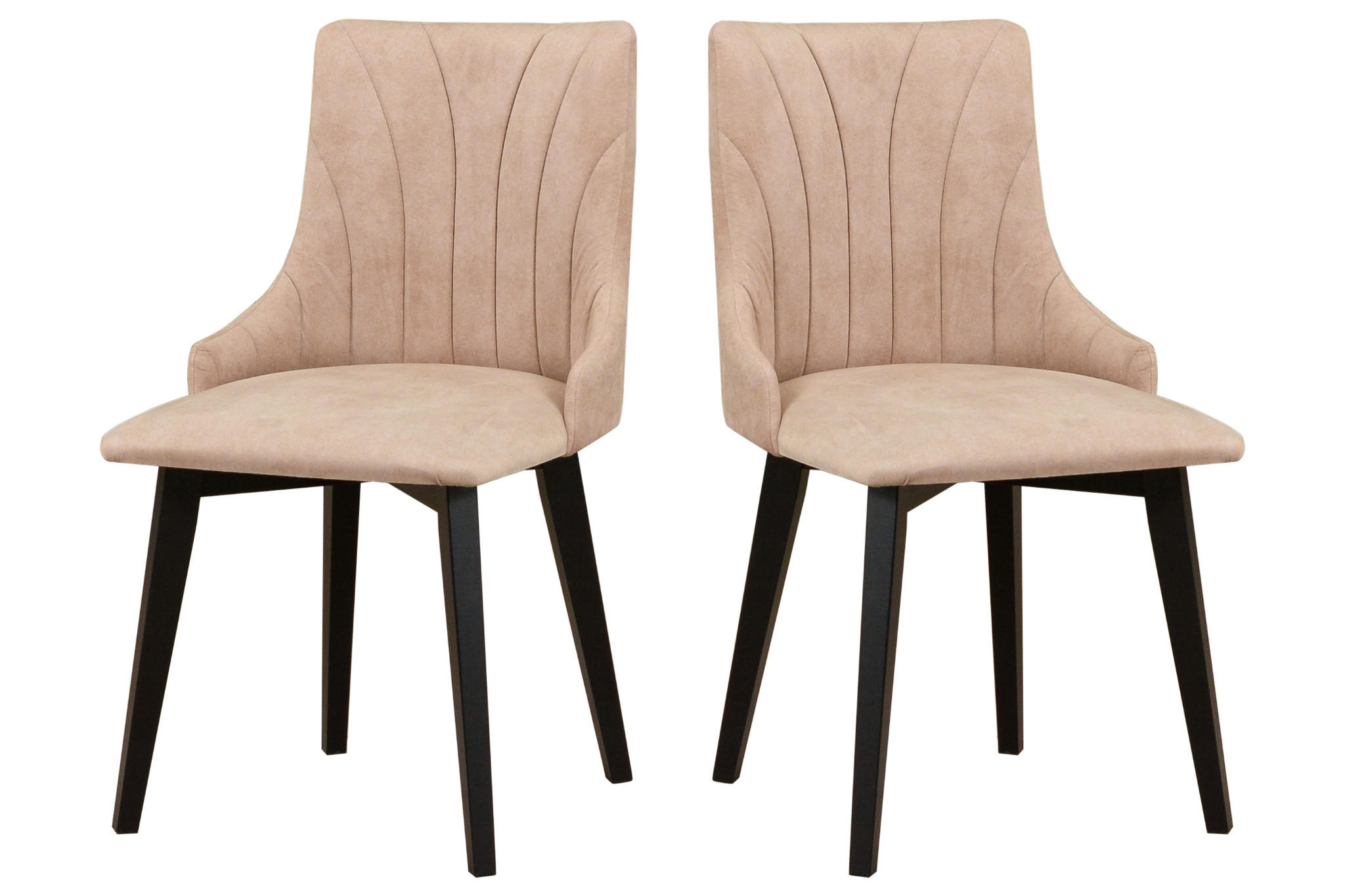 STUHL 2er Set MONTI 5, schwarz, zetta 291, Nähte: Muschel - Ecru/Beige, Holz (48/83/47cm) - Leaf Design