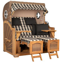 STRANDKORB XXL Düne Grande Teak Banana - Braun/Grau, Metall (142/170/95cm) - Mr. Deko